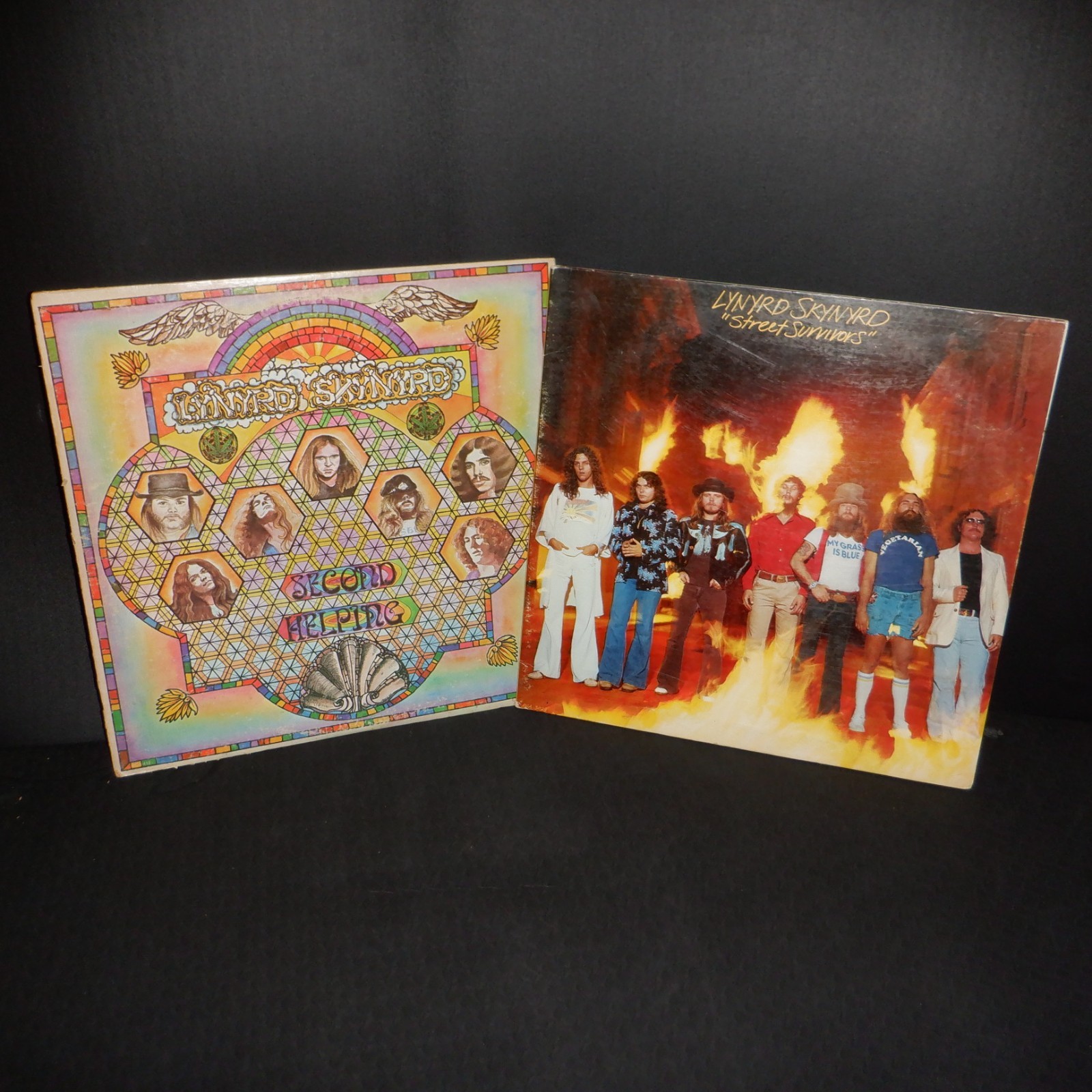 Lynyrd Skynyrd vinyl LOT x2 Second Helping 1974 + Street Survivors 1977 VG+/VG+ Lynyrd Skynyrd vinyl LOT x2 Second Helping 1974 + Street Survivors 1977 VG+/VG+
