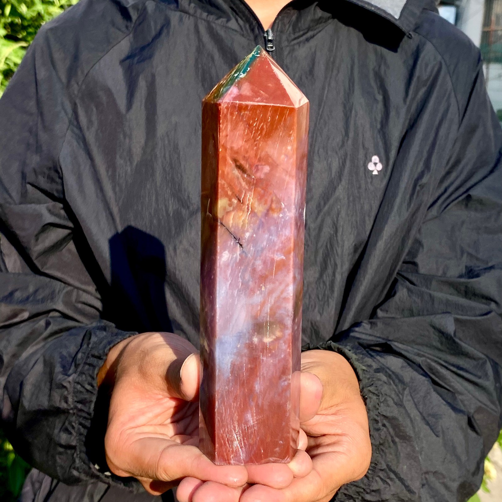 660G Natural Ocean Jasper obelisk Crystal polished Mineral Specimen Healing