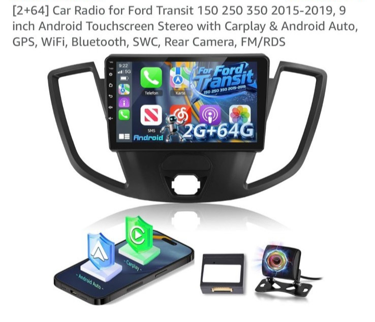 Volxcereo 9in Android Car Stereo CarPlay Ford Transit 150 250 350 2015-2019 Volxcereo 9in Android Car Stereo CarPlay Ford Transit 150 250 350 2015-2019
