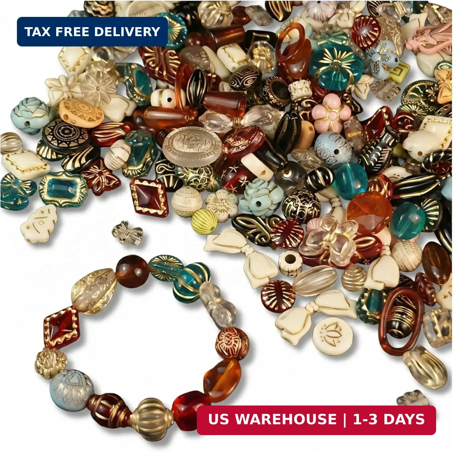 100G Vintage Beads for Jewelry Making Boho Craft Assortments with Holes Mixed Be 100G Vintage Beads for Jewelry Making Boho Craft Assortments with Holes Mixed Be