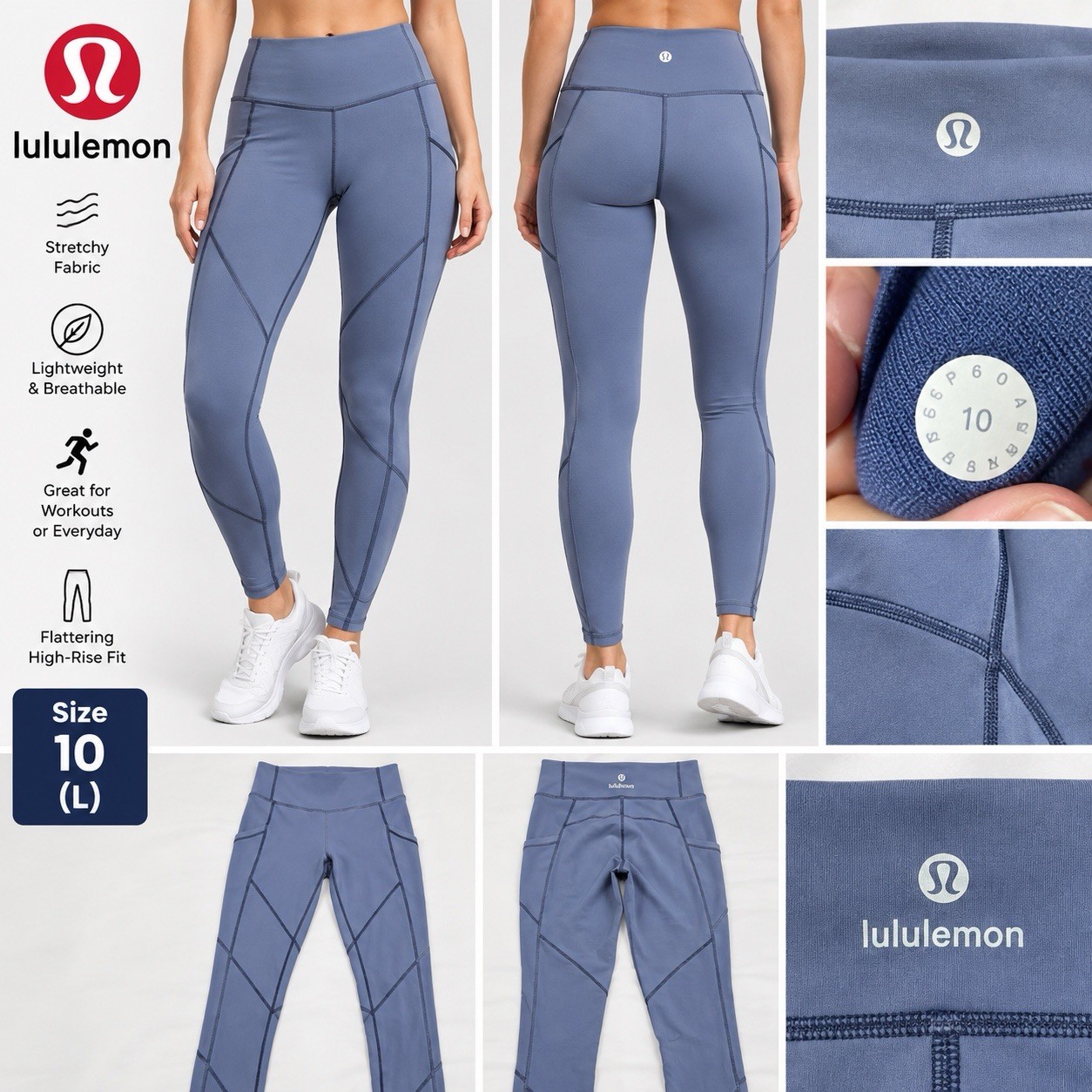 Lululemon Women’s Size 10 Blue High Rise Full Length Athletic Leggings