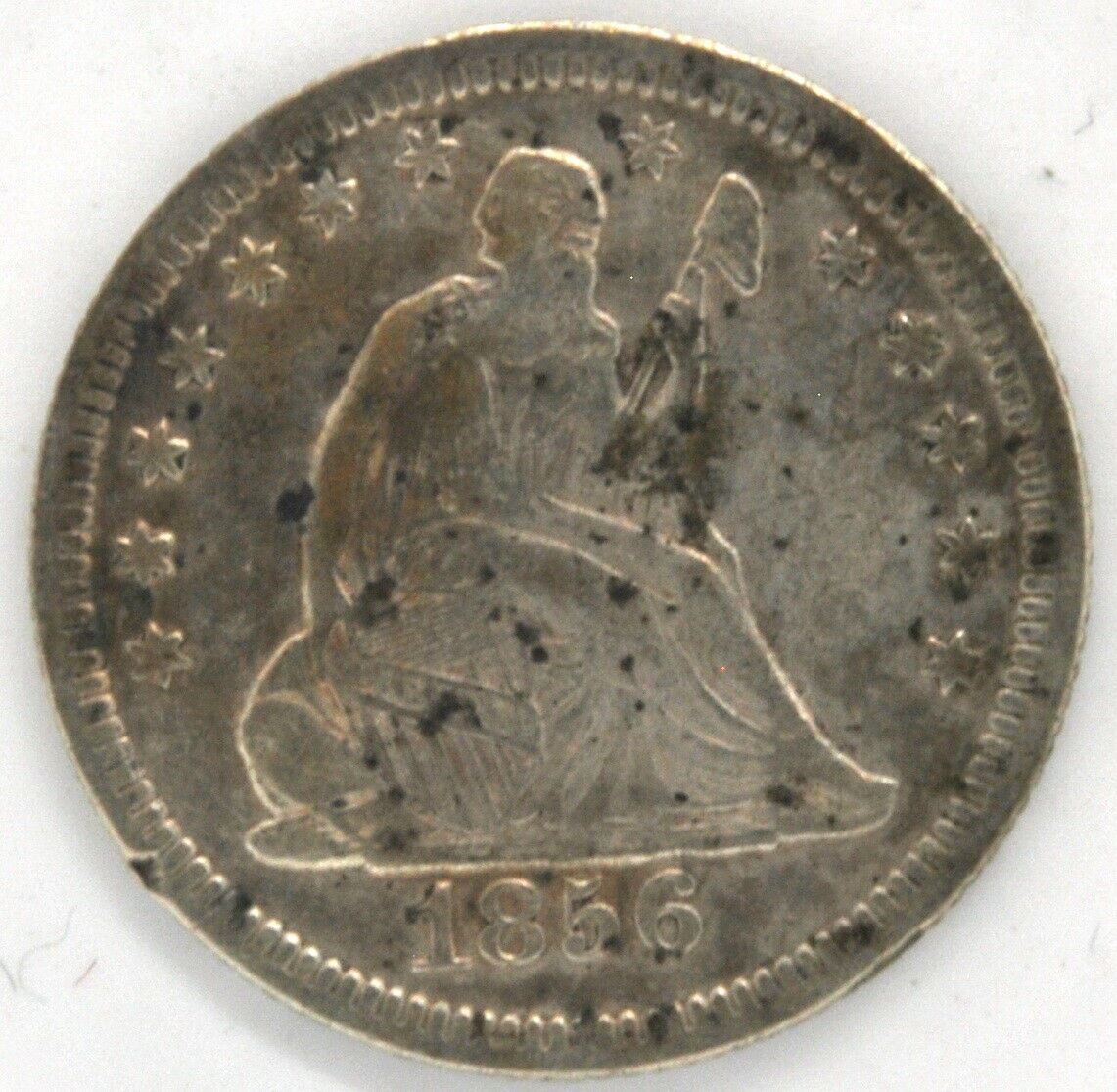 1856 P US Seated Quarter 25 Cent 90% Silver Coin Philadelphia United States  