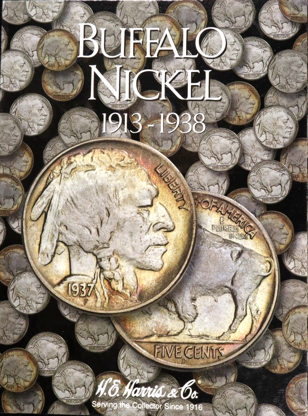 Nearly Complete Set of 64-Buffalo Nickels in Harris Folder-Only 7 Restored Dates