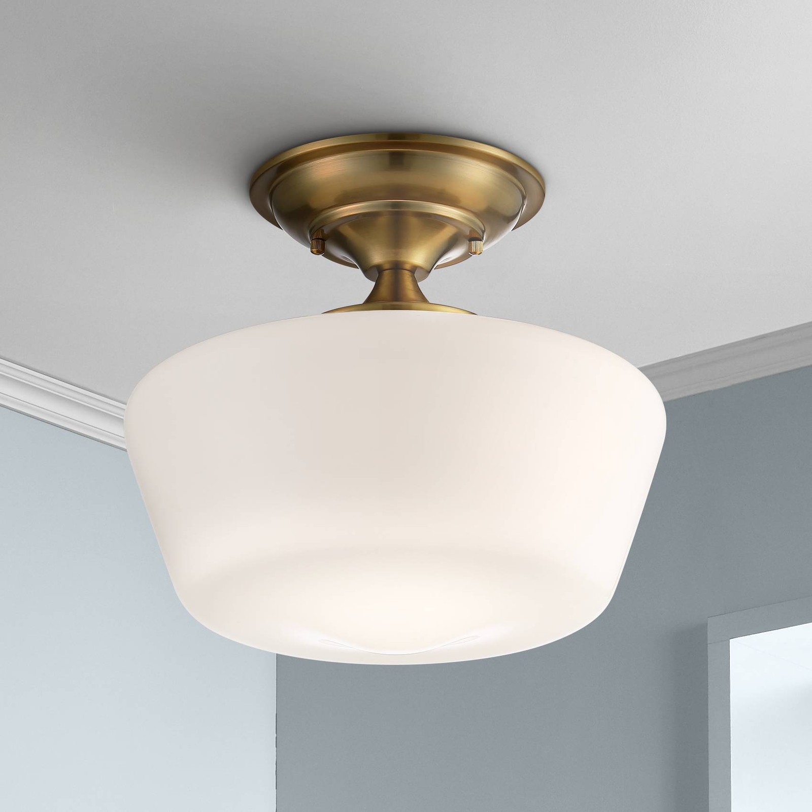Schoolhouse Ceiling Light Semi Flush Mount Fixture Gold 12\