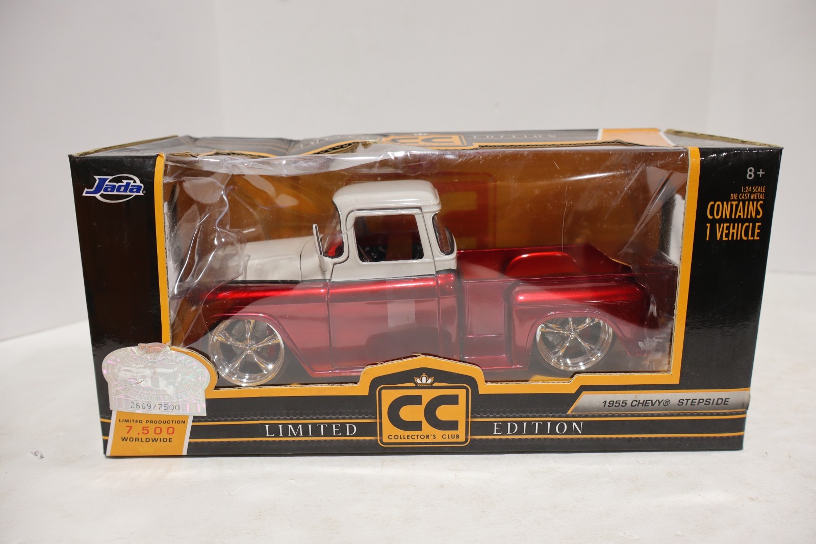 Jada Collector's Club 1955 Chevy Stepside 1/24 Red DAMAGED BOX