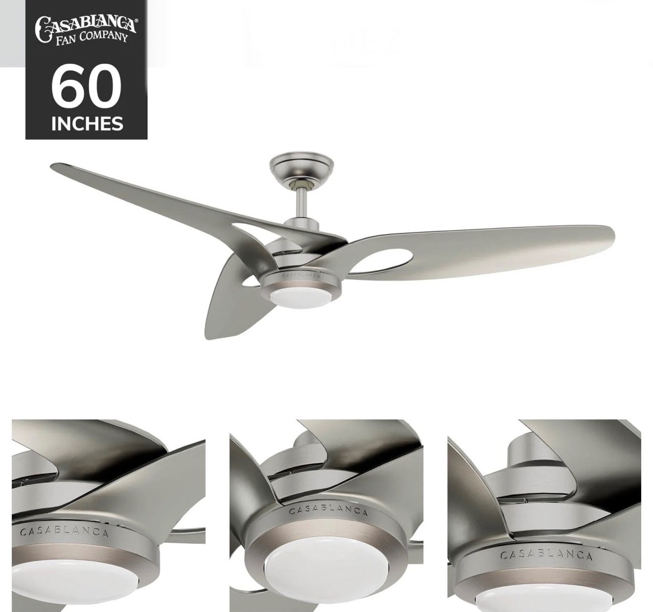Casablanca 60” Nickel DC Motor Outdoor Damp LED Remote Ceiling Fan NO REPAIRS Casablanca 60” Nickel DC Motor Outdoor Damp LED Remote Ceiling Fan NO REPAIRS