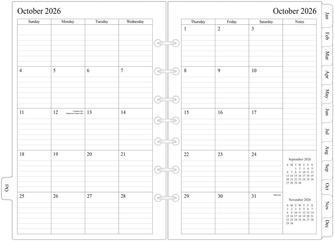 2026-2027 Monthly Planner Refills 5.5x8.5 for Mini Binder, 15 Months, Desk Size 2026-2027 Monthly Planner Refills 5.5x8.5 for Mini Binder, 15 Months, Desk Size