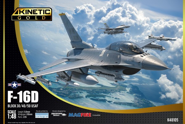 Kinetic K48105 1:48 F-16D USAF Block 30/40/50 USAF Military Aircraft Plane Kit