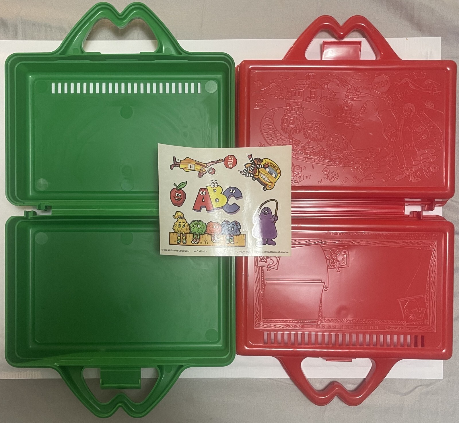 Vintage 1988 McDonald\'s McDonaldland Lunch Box 🍟 On-The-Go Storage w/ Stickers