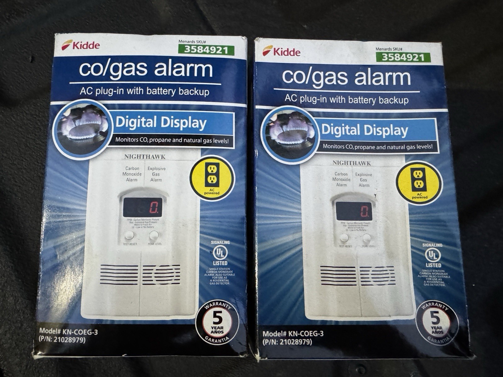 Kidde KN-COEG-3 Nighthawk CO Natural Gas Propane Alarm Detector Lot of 2