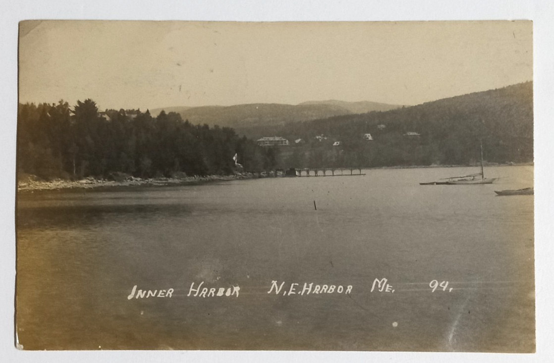 Inner Harbor Northeast Maine ME c1910s Real Photo Postcard RPPC Old Boats