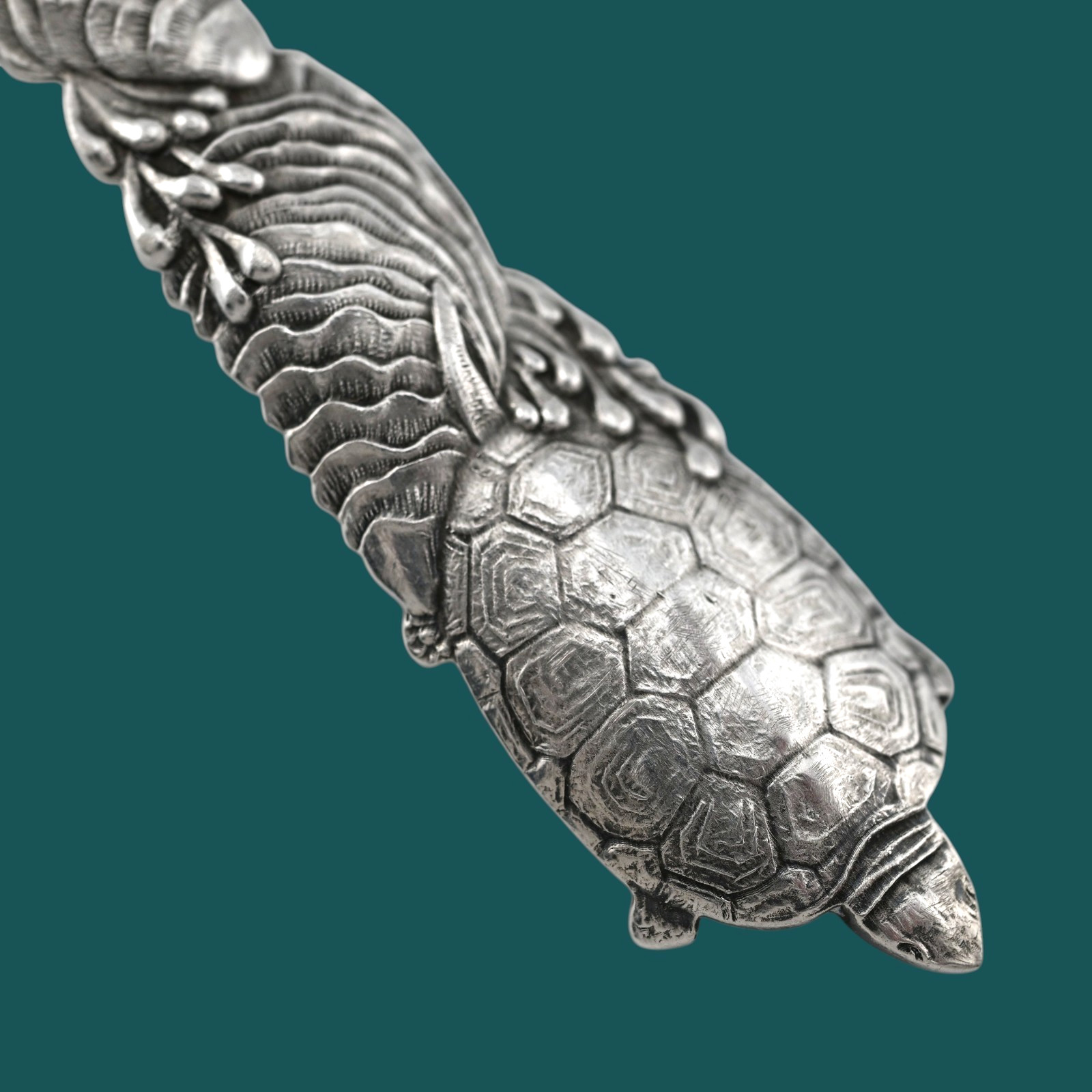 Rare Sterling Silver JAS R ARMIGER Souvenir Spoon Aesthetic Turtle Crab Seaweed