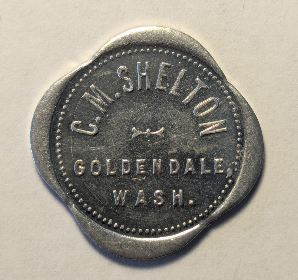 Goldendale, Washington WA C. M. Shelton Good For 5¢ Trade Token 2