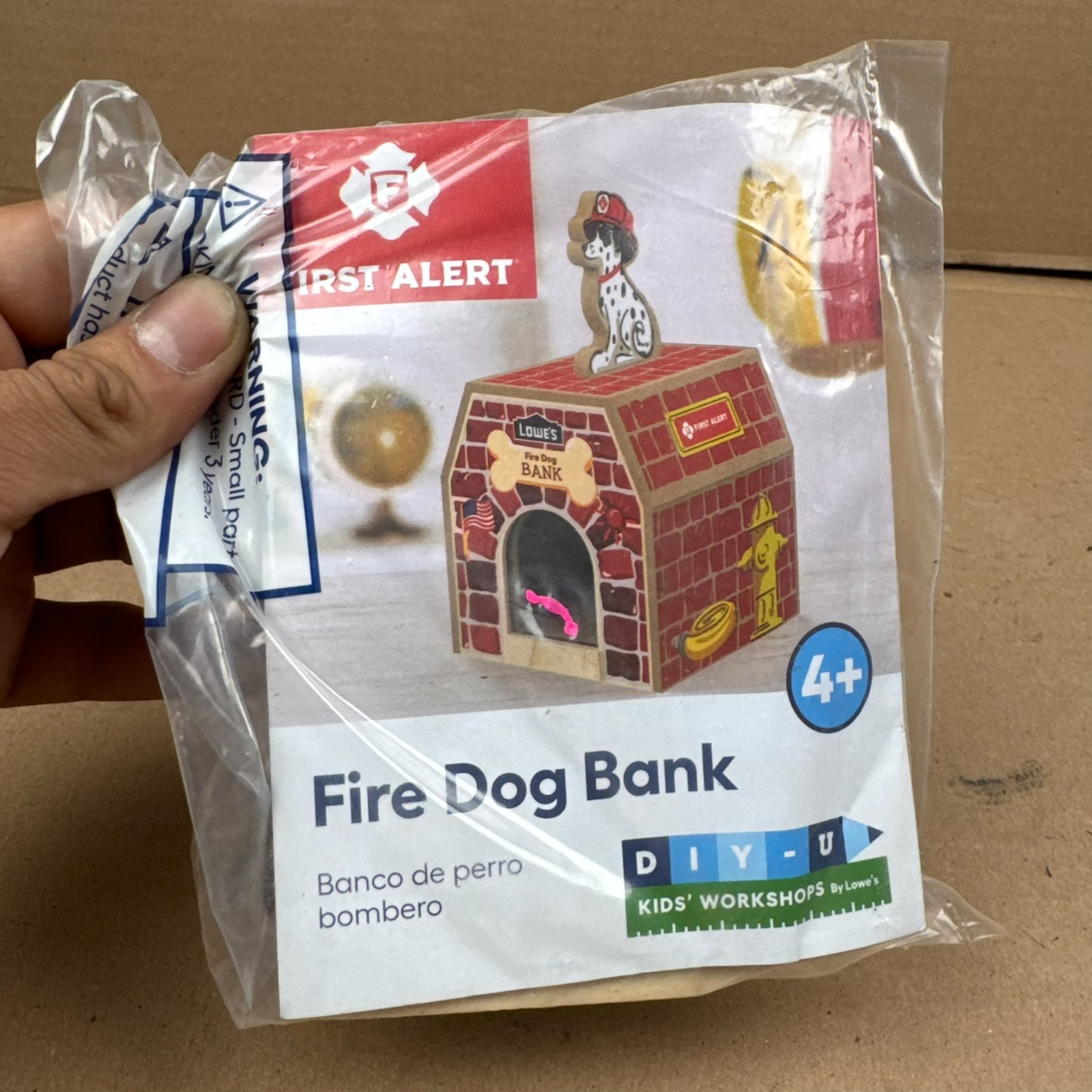 Lowe\'s DIY-U Kids Workshop Fire Dog Bank Wood Craft Kit - First Alert New Sealed Lowe\'s DIY-U Kids Workshop Fire Dog Bank Wood Craft Kit - First Alert New Sealed