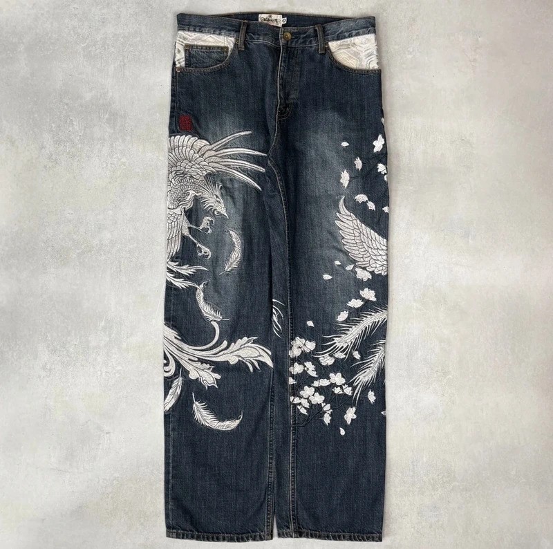 Karakuri Tamashii Japanese Embroidery Denim Jeans