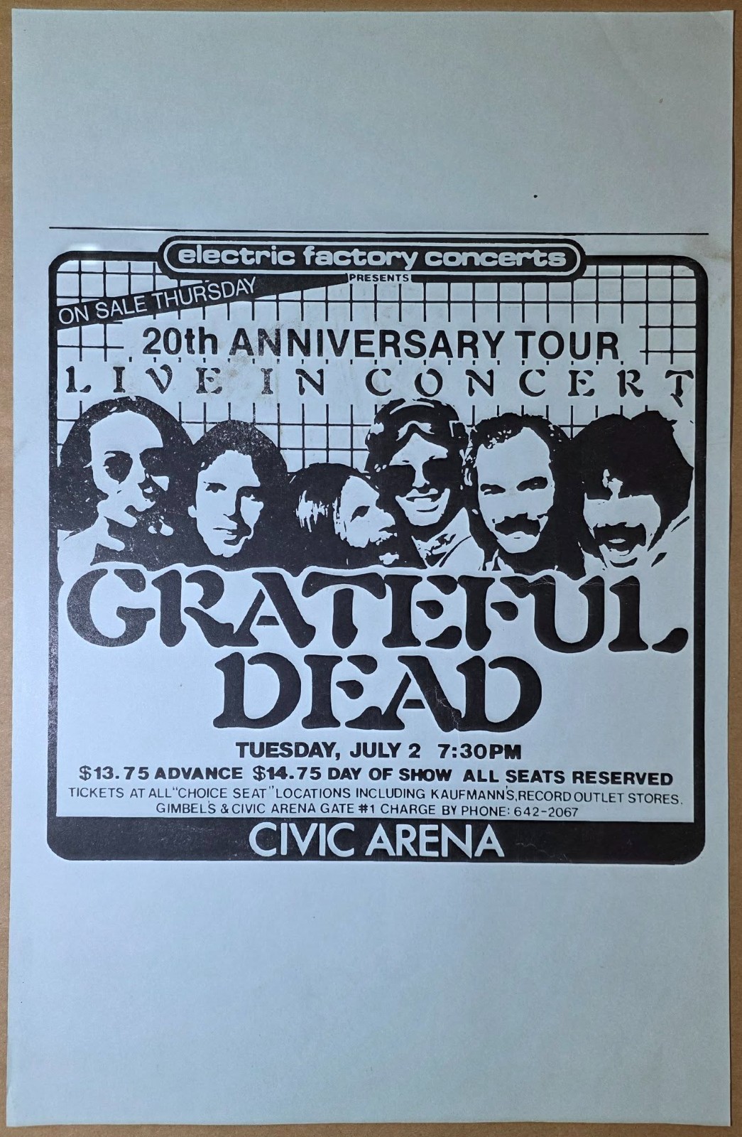 The Grateful Dead 1985 20 Year Anniversary Jerry Garcia Bob Weir Poster The Grateful Dead 1985 20 Year Anniversary Jerry Garcia Bob Weir Poster