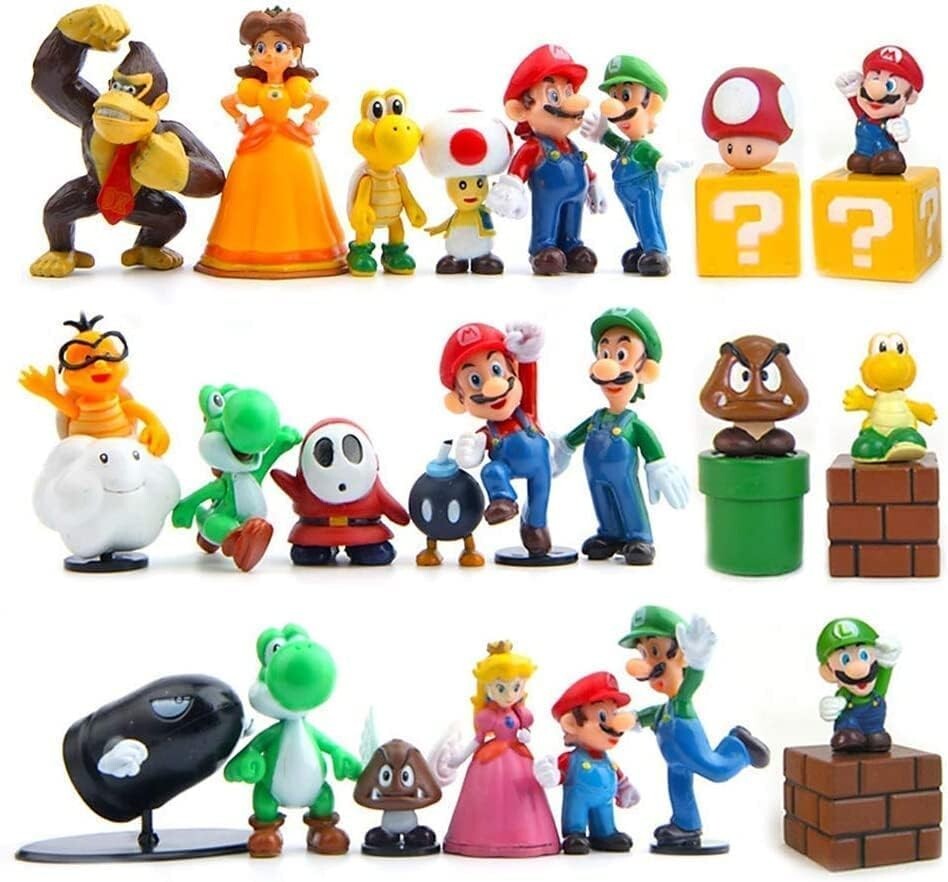 28Pcs Super Mario Bros Toy Mini Action Figures Super Mary Princess Mushroom