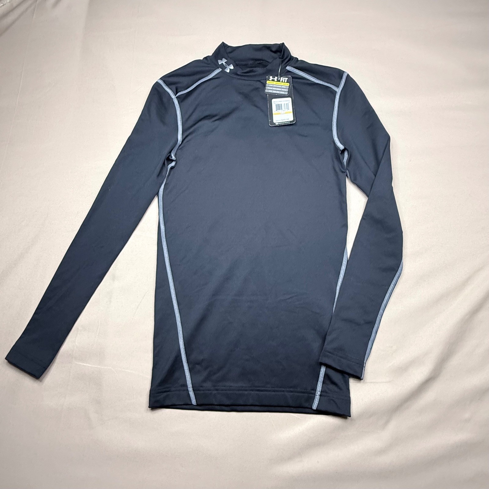 Under Armour ColdGear Compression Mock Neck Long Sleeve Shirt Black 1265648 SM