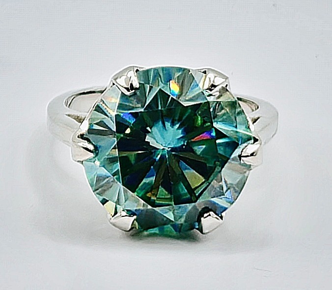 RARE 9.85 Ct Certified Treated Blue Diamond Ring ,925 Silver