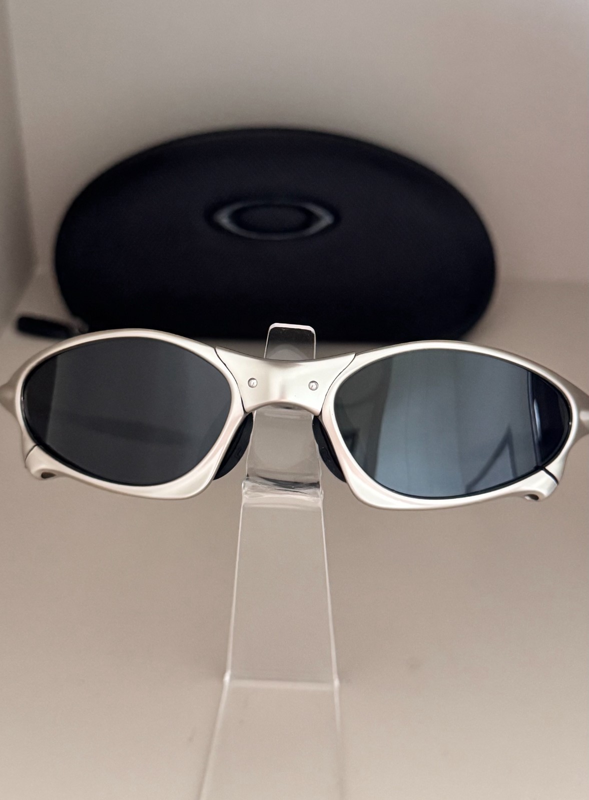 Oakley Penny — Rare vintage metal-finish sunglasses featuring silver frames and 