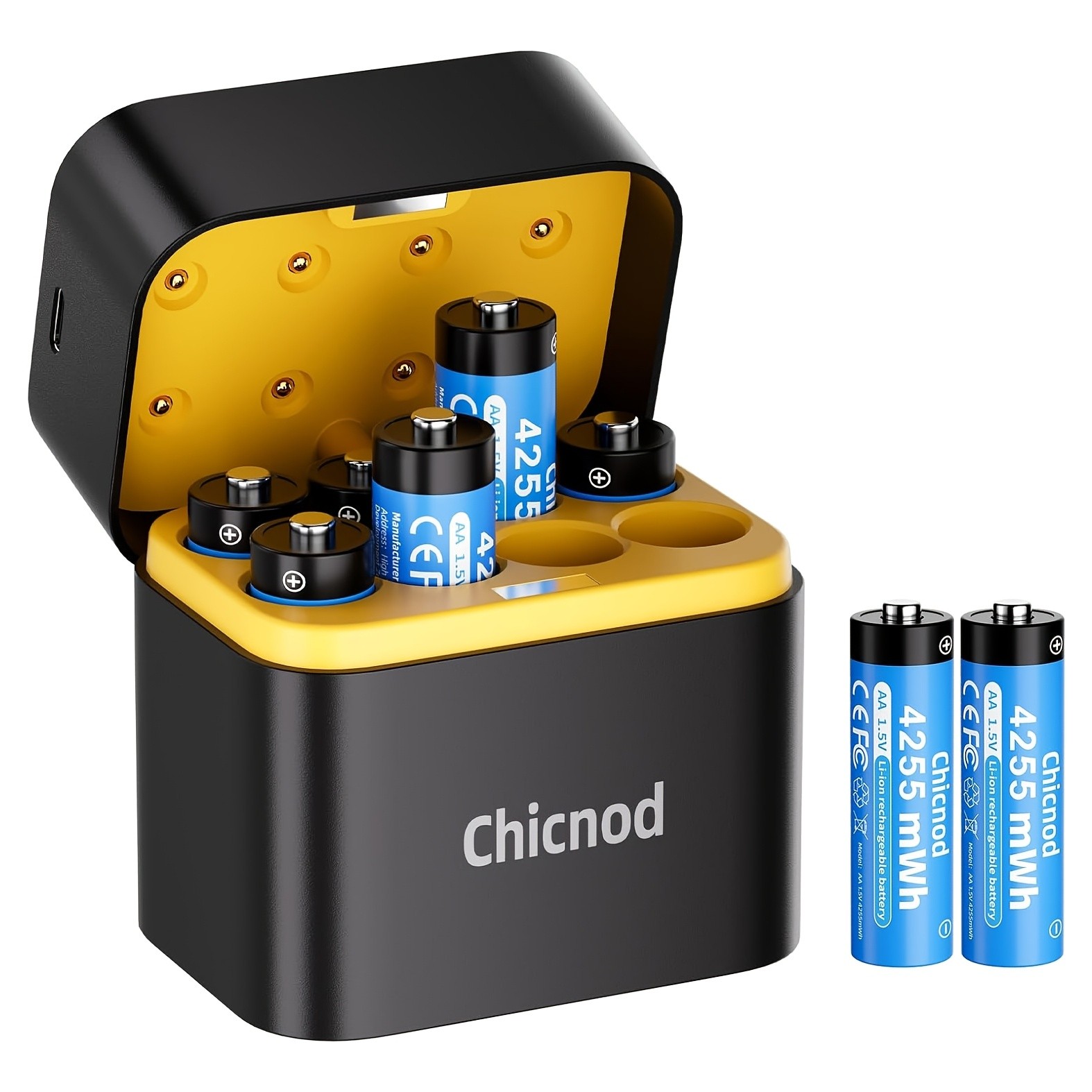 8 Pack AA Rechargeable Lithium Batteries with Charger Case 4255mWh 1.5V CHICNOD 8 Pack AA Rechargeable Lithium Batteries with Charger Case 4255mWh 1.5V CHICNOD