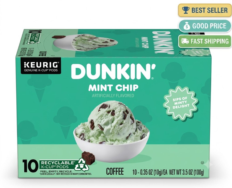 Mint Chip Flavored Coffee Keurig K-Cup Pods 10 Count Box