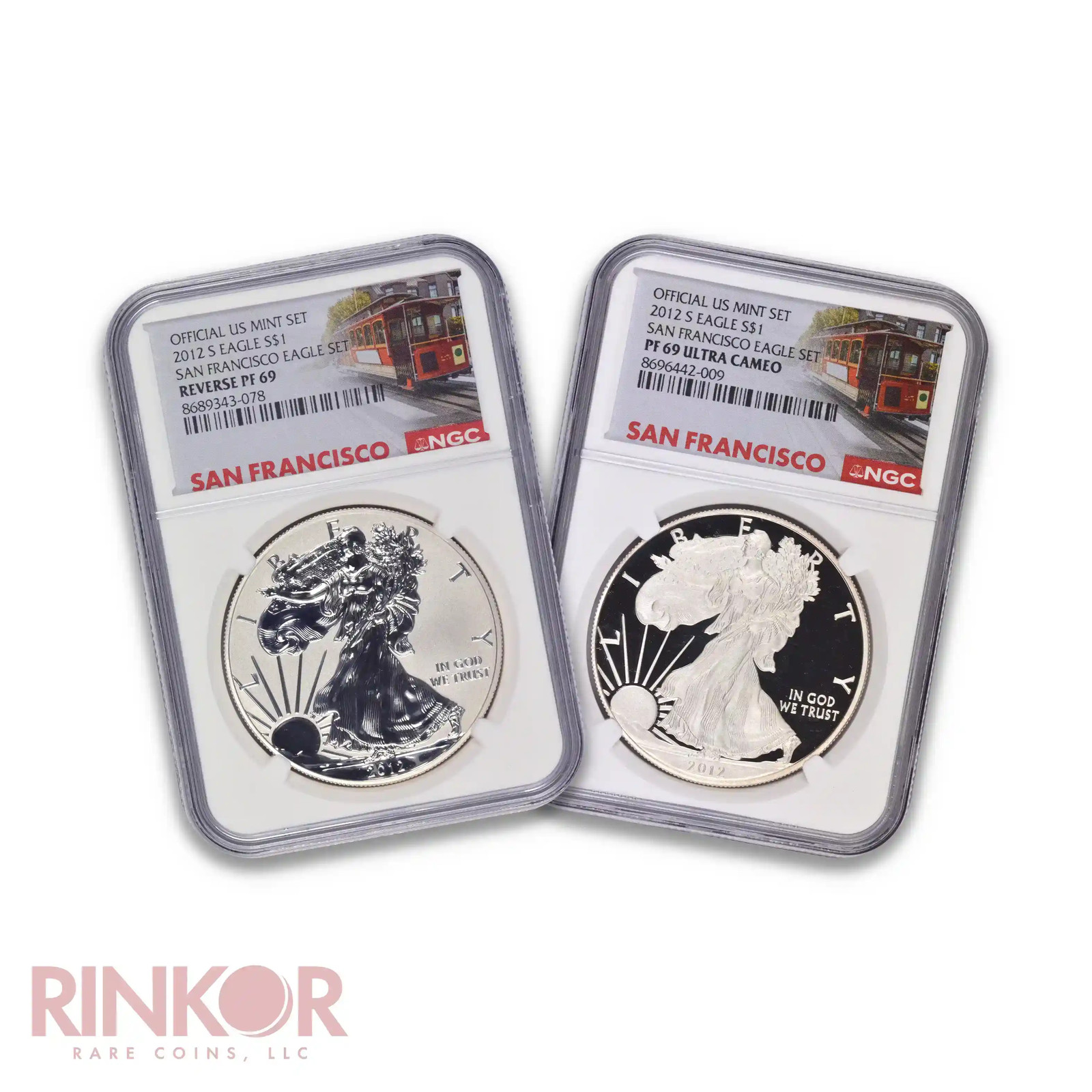 2012-S 75th Anniversary San Francisco Mint Silver Eagle 2-Coin Set NGC PF 69