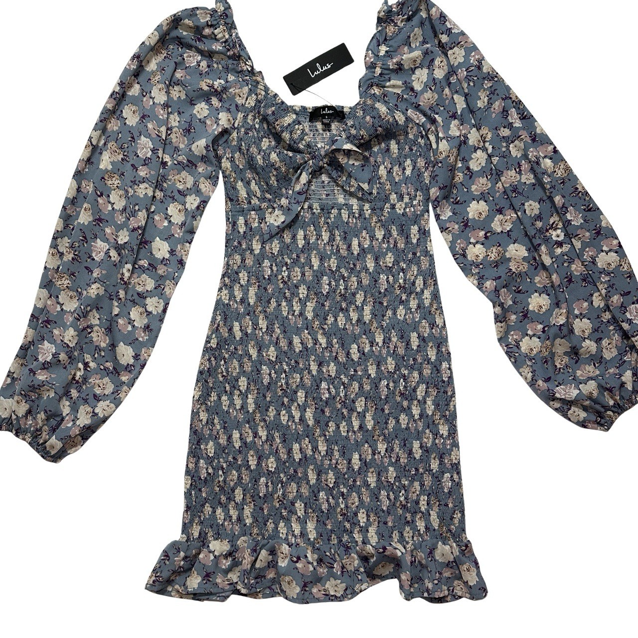 NWT Lulus See Me Bloom Dusty Blue Floral Print Smocked Long Sleeve Dress Size S NWT Lulus See Me Bloom Dusty Blue Floral Print Smocked Long Sleeve Dress Size S