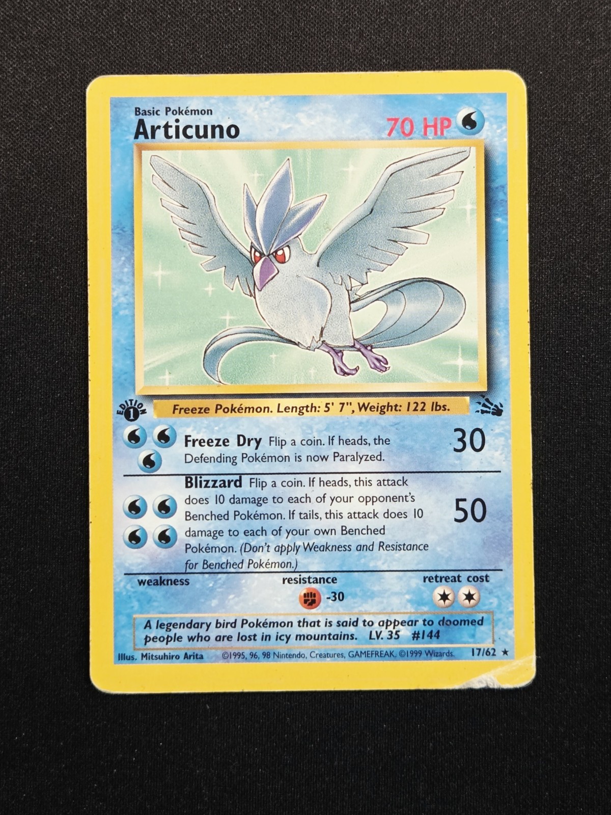 Articuno 17/62 1st Edition Fossil Rare WoTC Non Holo Pokemon 1999 Articuno 17/62 1st Edition Fossil Rare WoTC Non Holo Pokemon 1999