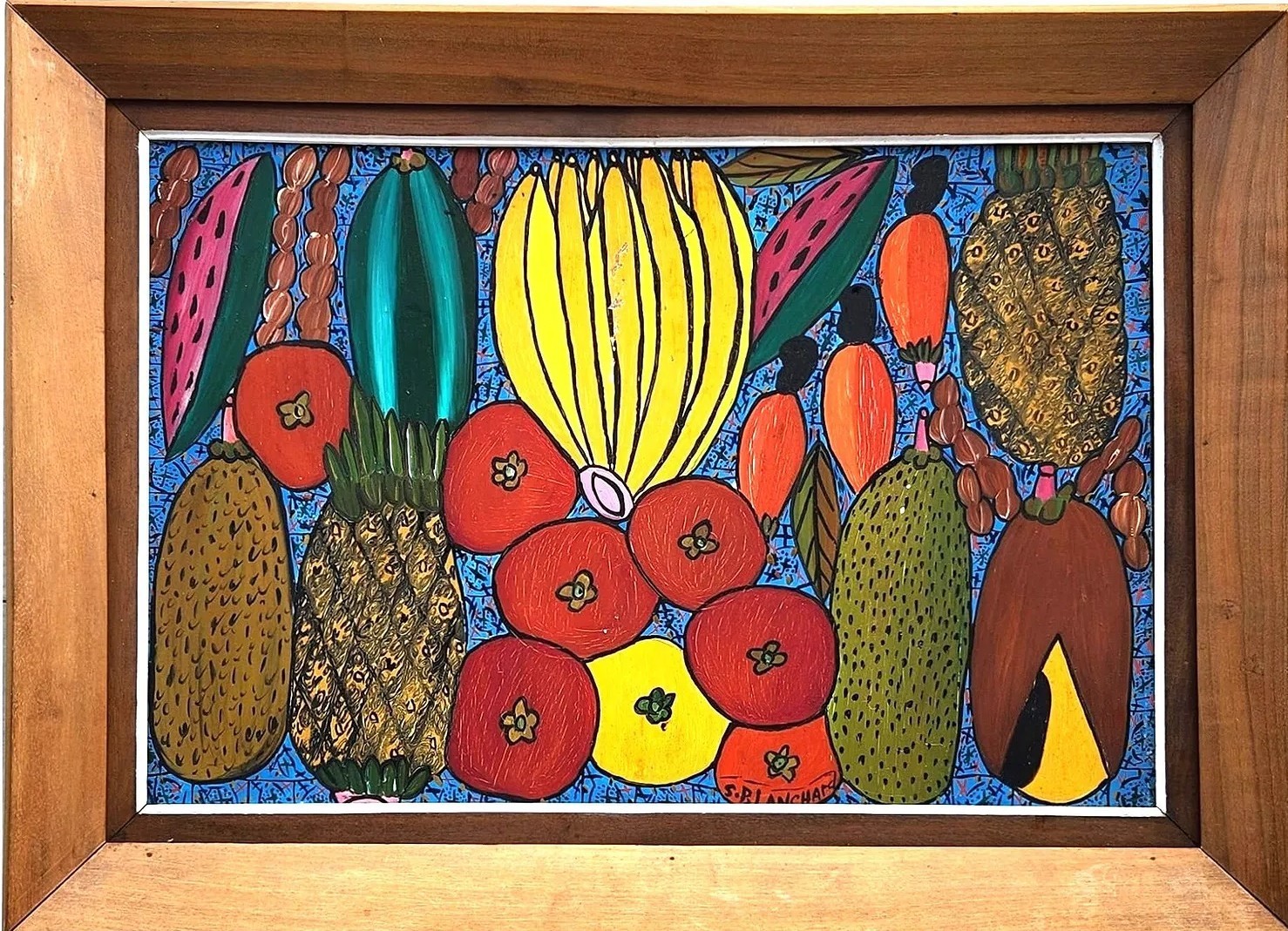 Haitian painting on Masonite  by Sisson Blanchard 16x24 signed & framed