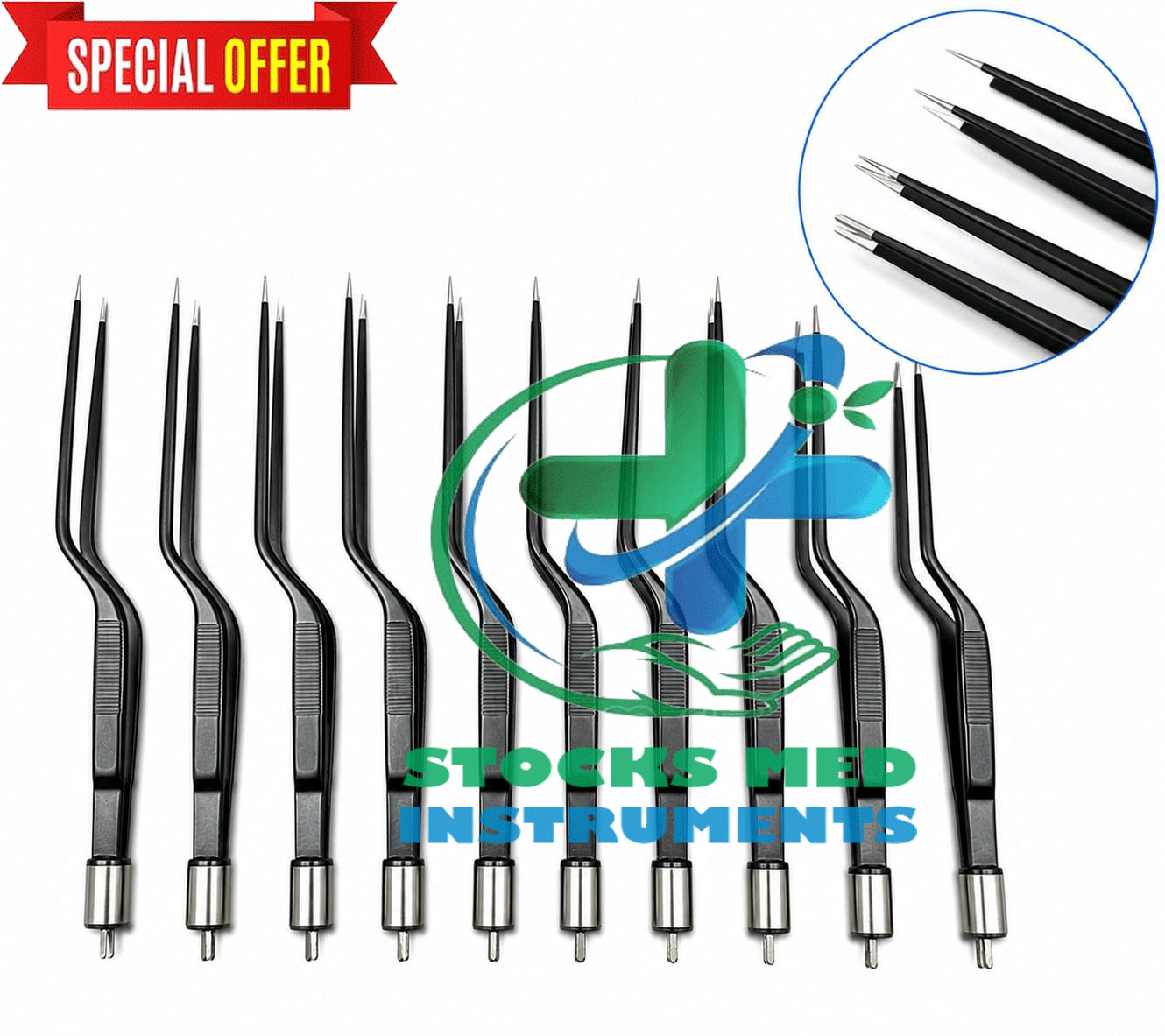 American Reusable Non-Stick Bayonet Bipolar Forceps Set Of 10 Pcs