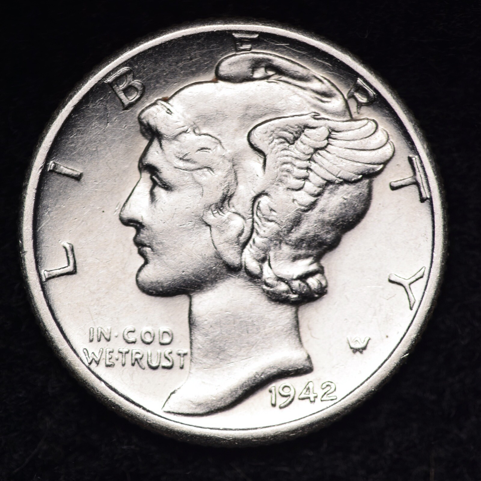 1942-D Mercury Silver Dime AU  