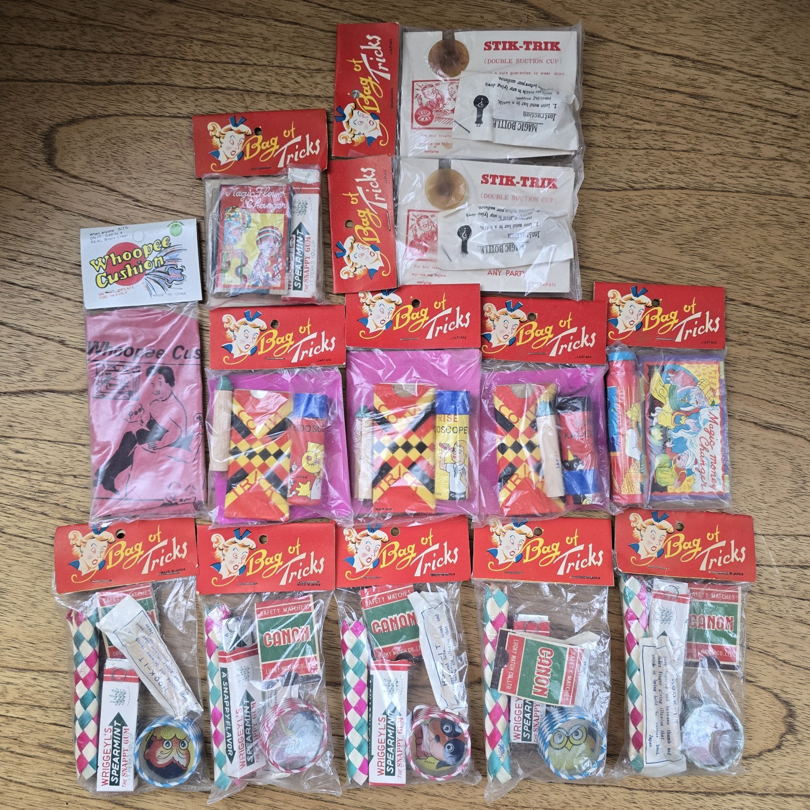 Vintage 1960s Bag of Tricks Novelty Dime Store NOS Japan 60s Toy Lot of 13 Vintage 1960s Bag of Tricks Novelty Dime Store NOS Japan 60s Toy Lot of 13