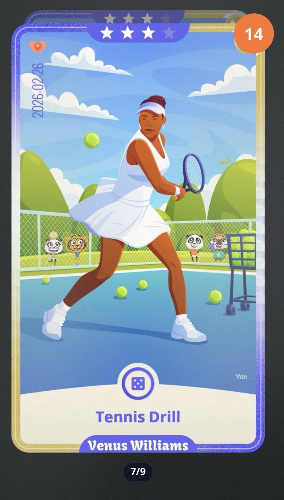 WeWard Venus Williams card #7 - Tennis Drill / WeWard carte Venus Williams 7