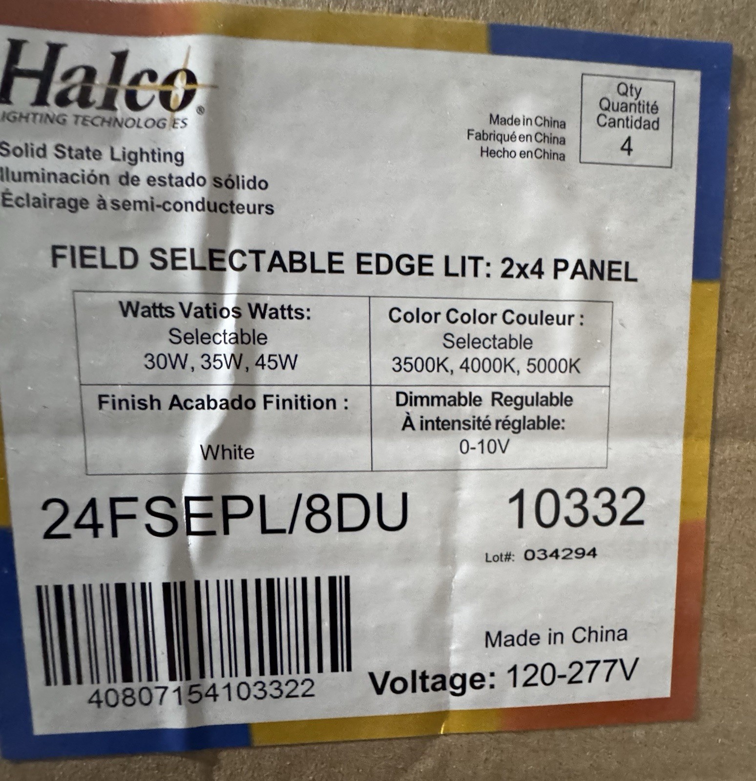 Halco 24FSEPL/8DU 2x4 ProLED Edge Lit Flat Panel  (LOT OF 24)