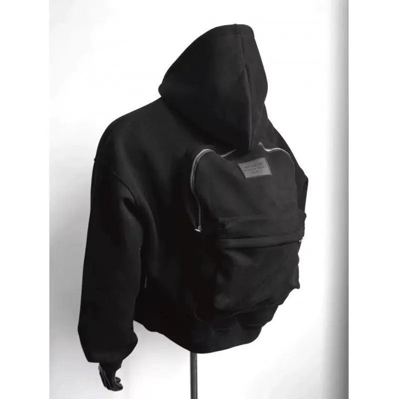 Man Autumn Thick Coat Long-Sleeved Hoodie Cardigan Back Design Backpack