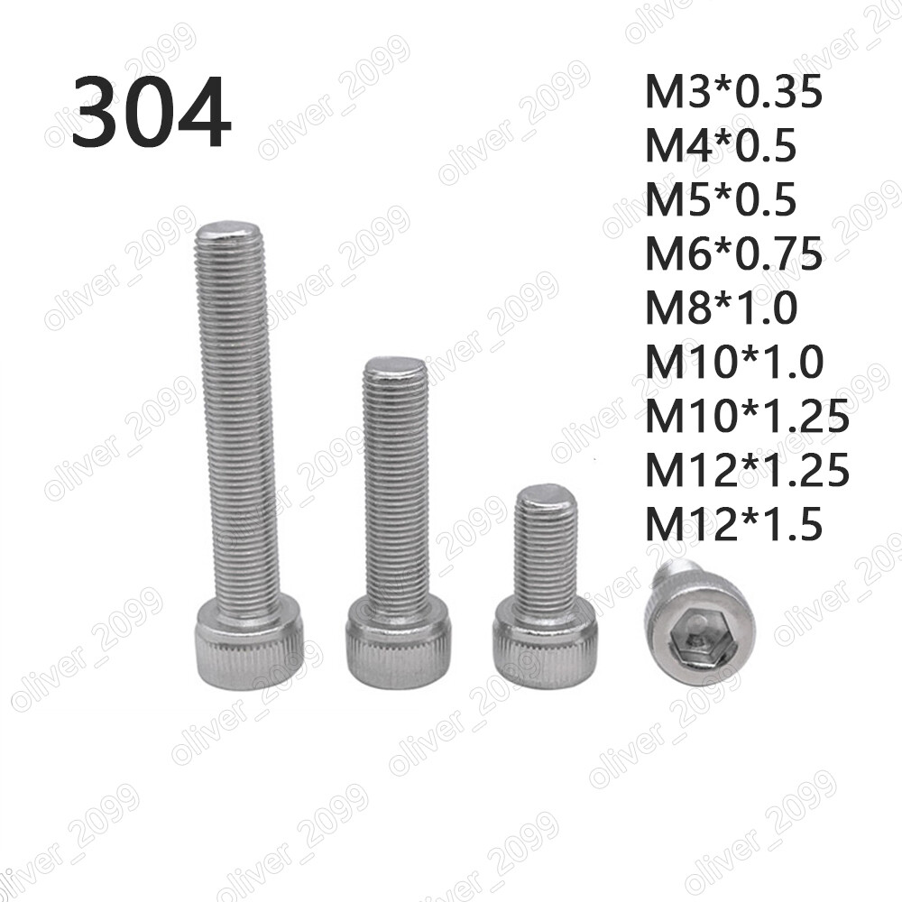 Fine Thread M3 - M12 304 Stainless Steel Hex Socket Bolts Cap Head Screws DIN912 Fine Thread M3 - M12 304 Stainless Steel Hex Socket Bolts Cap Head Screws DIN912