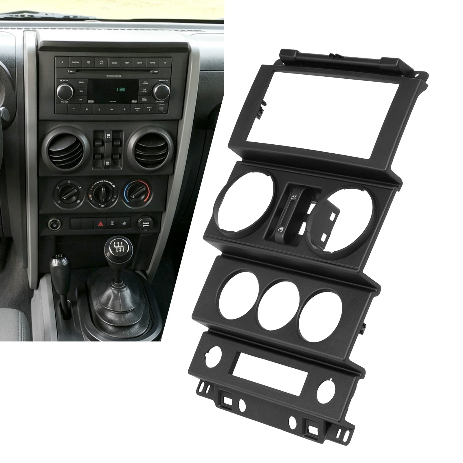 For 2007-2010 Jeep Wrangler 4-Door Center Panel Dash Radio Bezel Trim Cover ABS