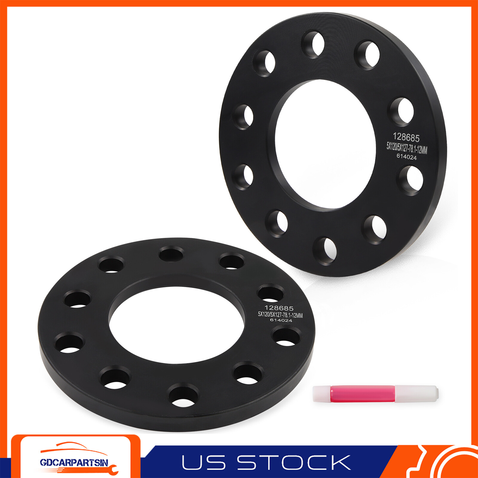 (2) 12mm 5x120 5x5 5x127 Wheel Spacers For Chevy Corvette Cadillac CT5 CT6 CTS