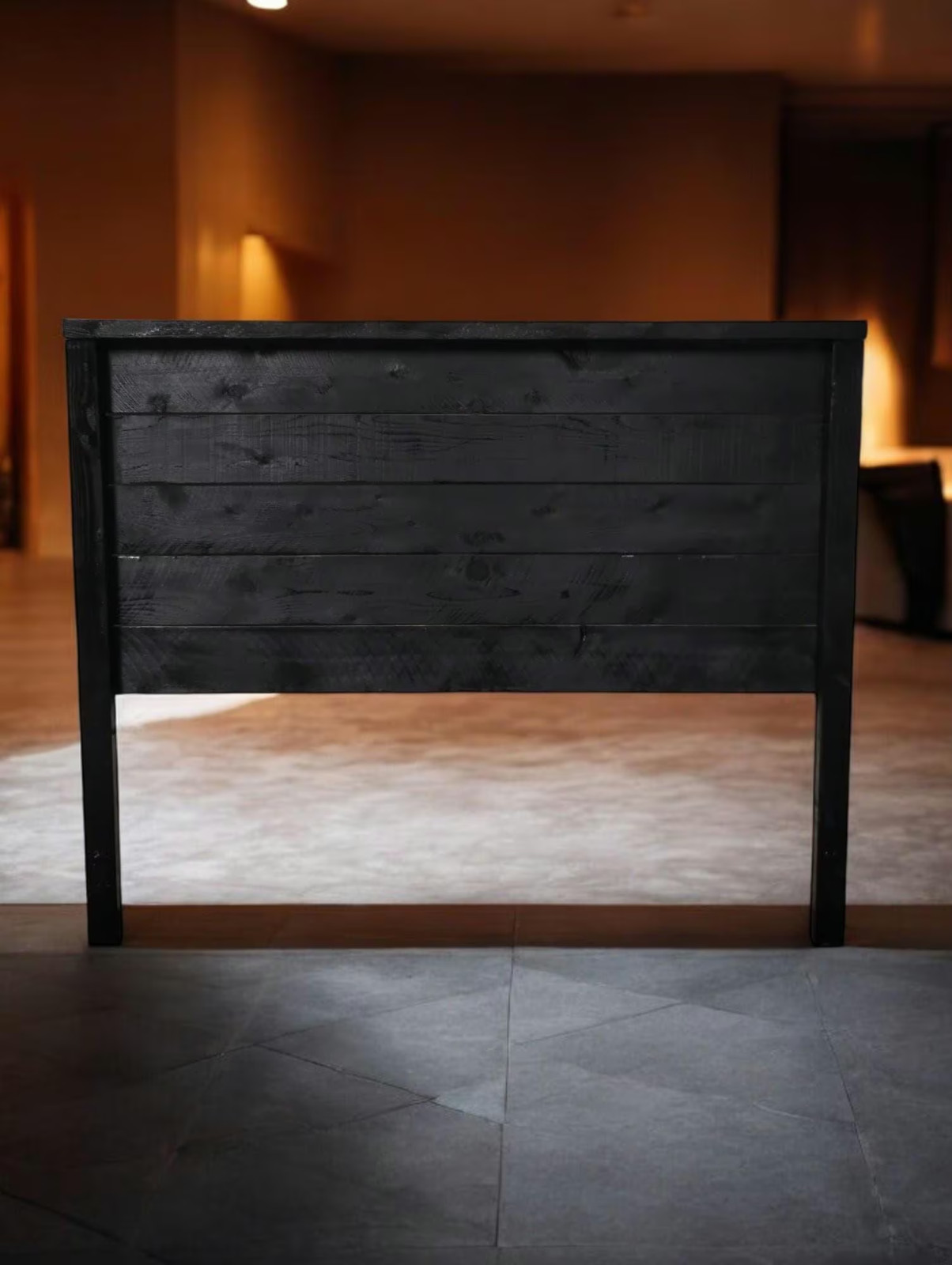 King Modern Black Handcrafted Solid Sturdy Wood Headboard Made In US HBKBL