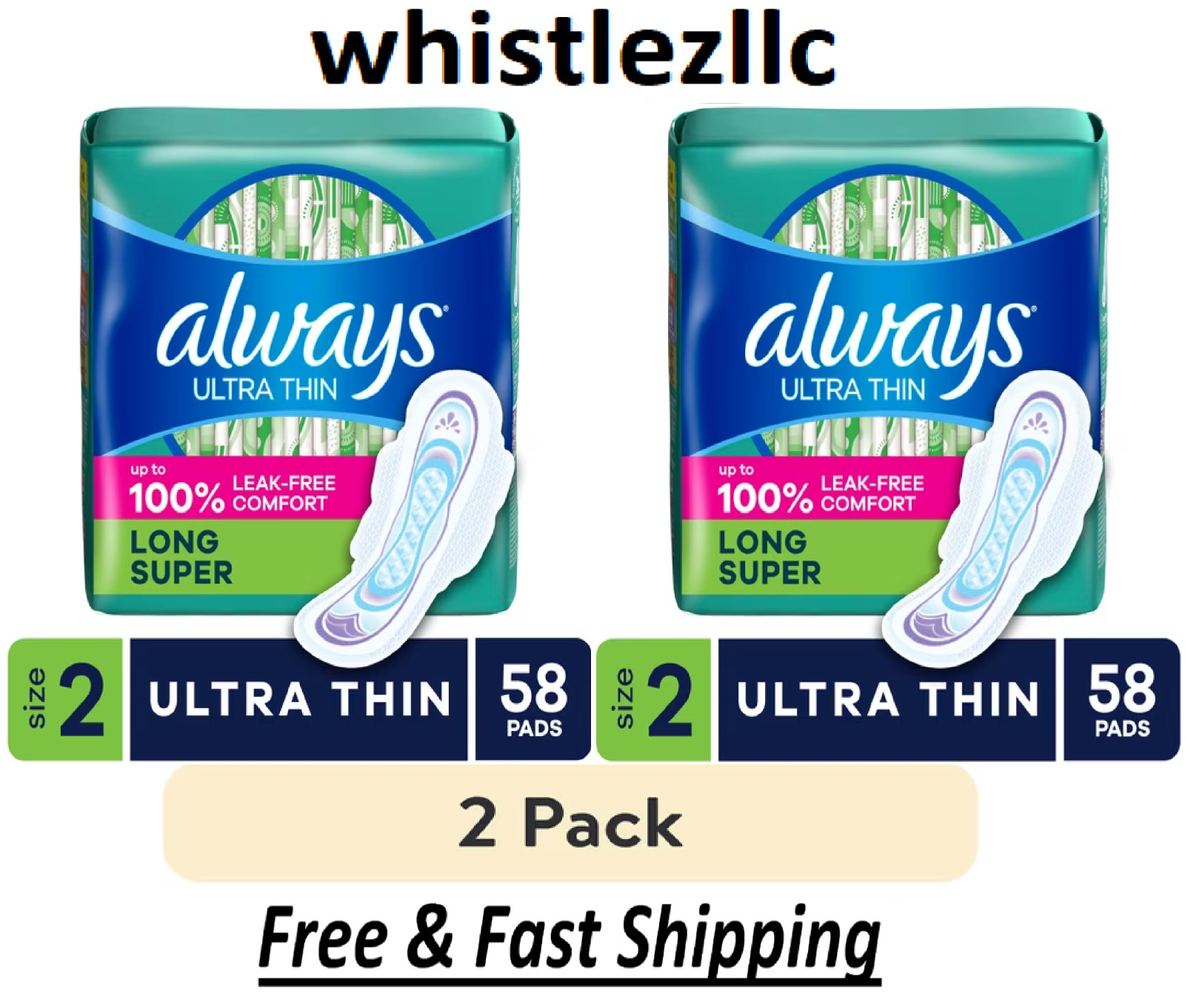Always Ultra Thin Pads with Wings, Size 2, Long Super Absorbency, 58 Each-2 Pack Always Ultra Thin Pads with Wings, Size 2, Long Super Absorbency, 58 Each-2 Pack