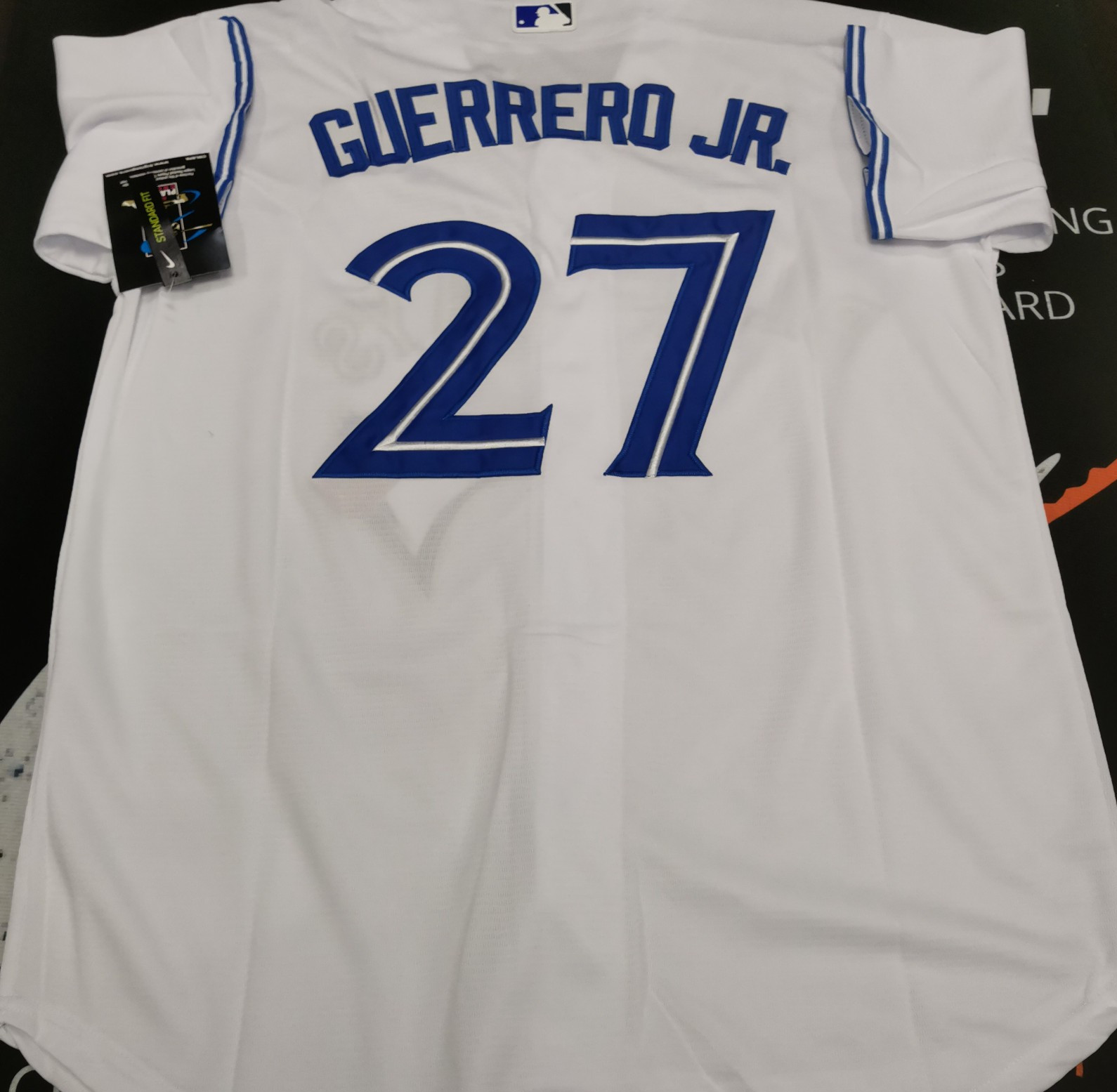 Vladimir Guerrero Jr. #27 TOR Blue Jays White Cool Base Sewn Stitched Jersey.