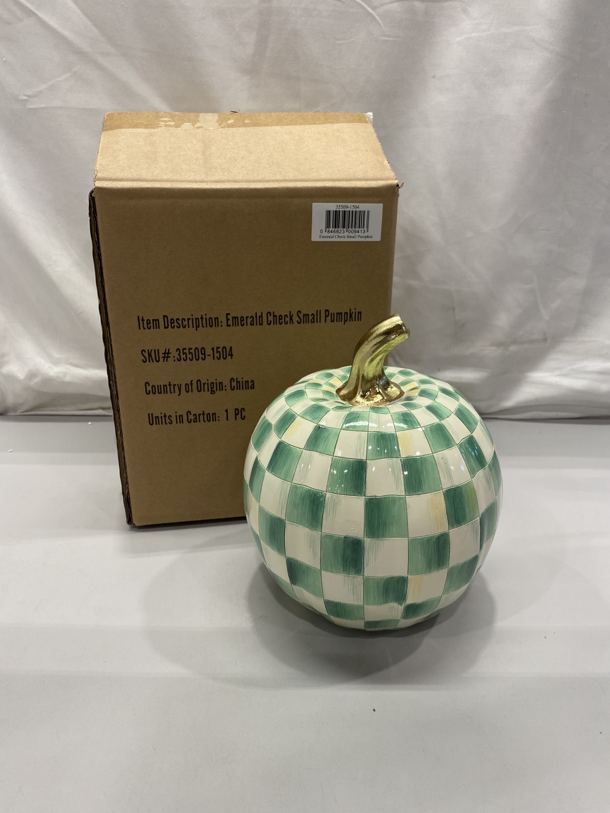 Mackenzie Childs Emerald Check Small Pumkin