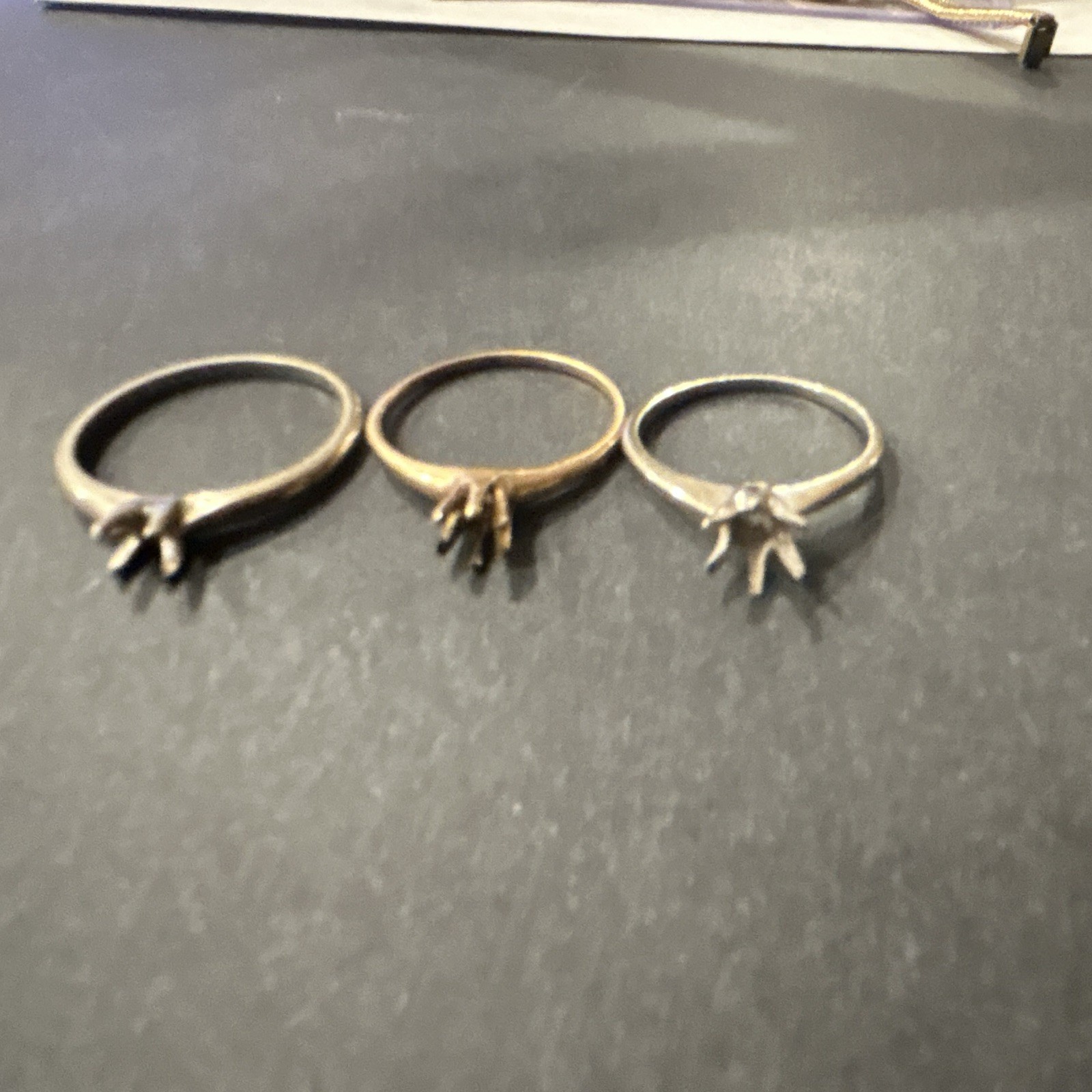 Lot of 3 Vintage 14K Gold Ring Settings - 1930s-1950s Solitaire Semi-Mount Repai Lot of 3 Vintage 14K Gold Ring Settings - 1930s-1950s Solitaire Semi-Mount Repai