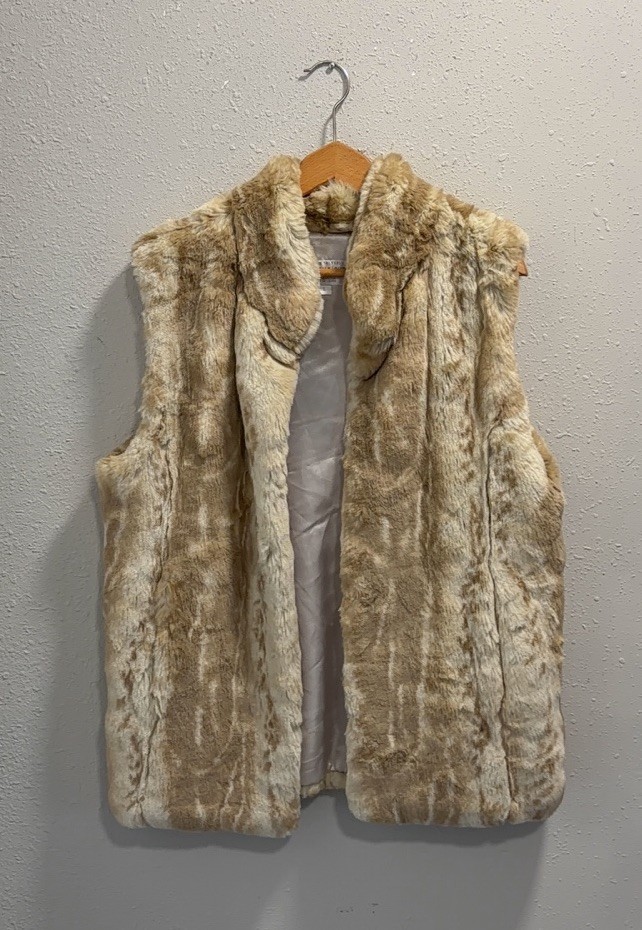 Donna Salyers Fabulous Furs Women\'s L Beige/Brown Vest
