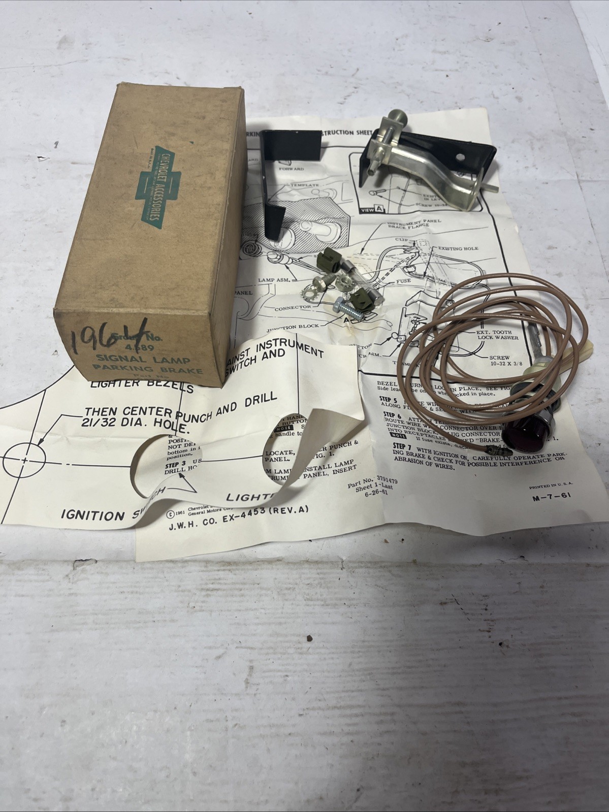 NOS 1962-65 Chevrolet Chevy II Nova Parking Brake Lamp & Switch Accessory Kit