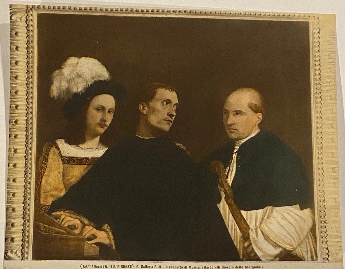 Alinari Hand-Tinted Photo Giorgione “Concerto” Pitti Palace Florence c1900 Alinari Hand-Tinted Photo Giorgione “Concerto” Pitti Palace Florence c1900