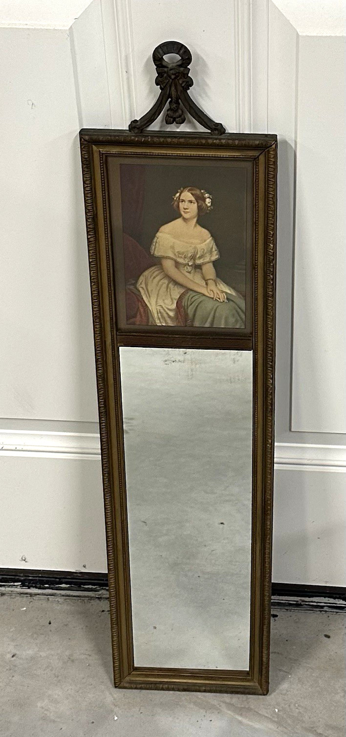 Antique Victorian Trumeau Pier Mirror Jenny Lind Lithograph Print JOM Mfg Co NY