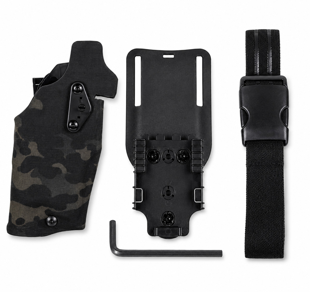 Safariland Style Right Hand Glock 17 Holster w/ QLS Fork Belt Mount Leg Loop BMC