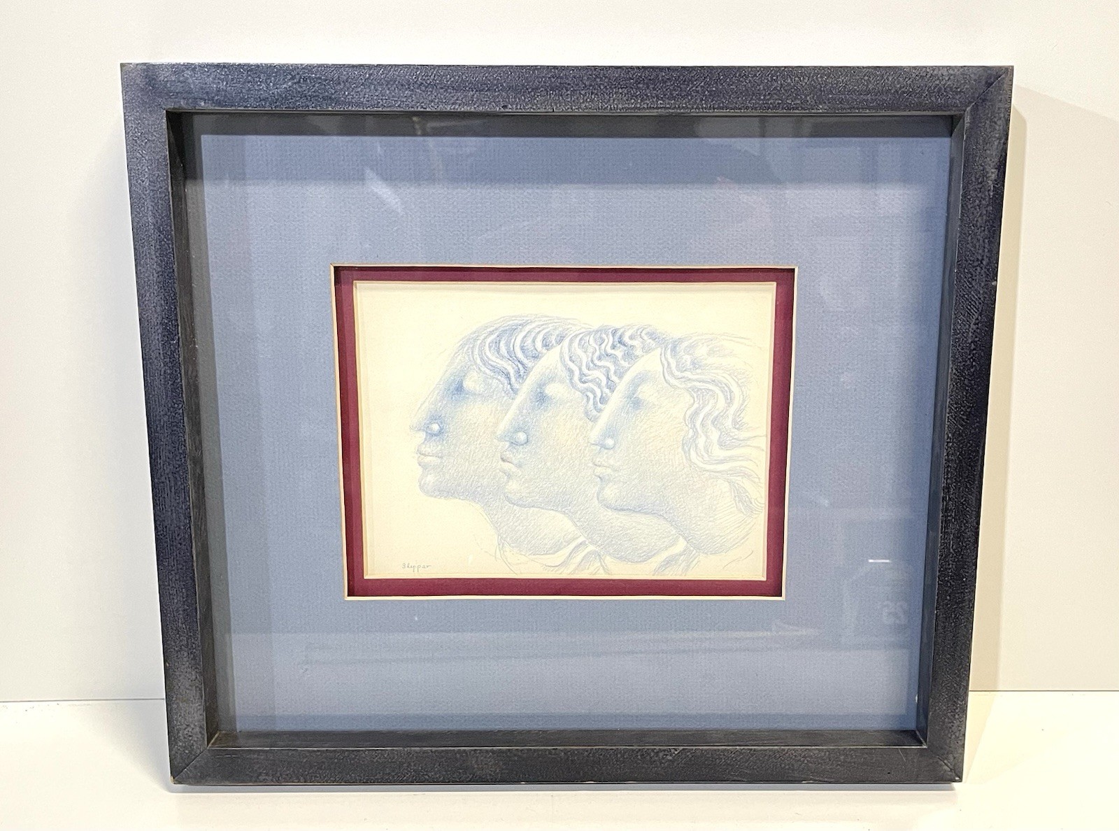 Vintage Gary Slipper Fantasy Painter Art Drawing Framed Signed Vintage Gary Slipper Fantasy Painter Art Drawing Framed Signed